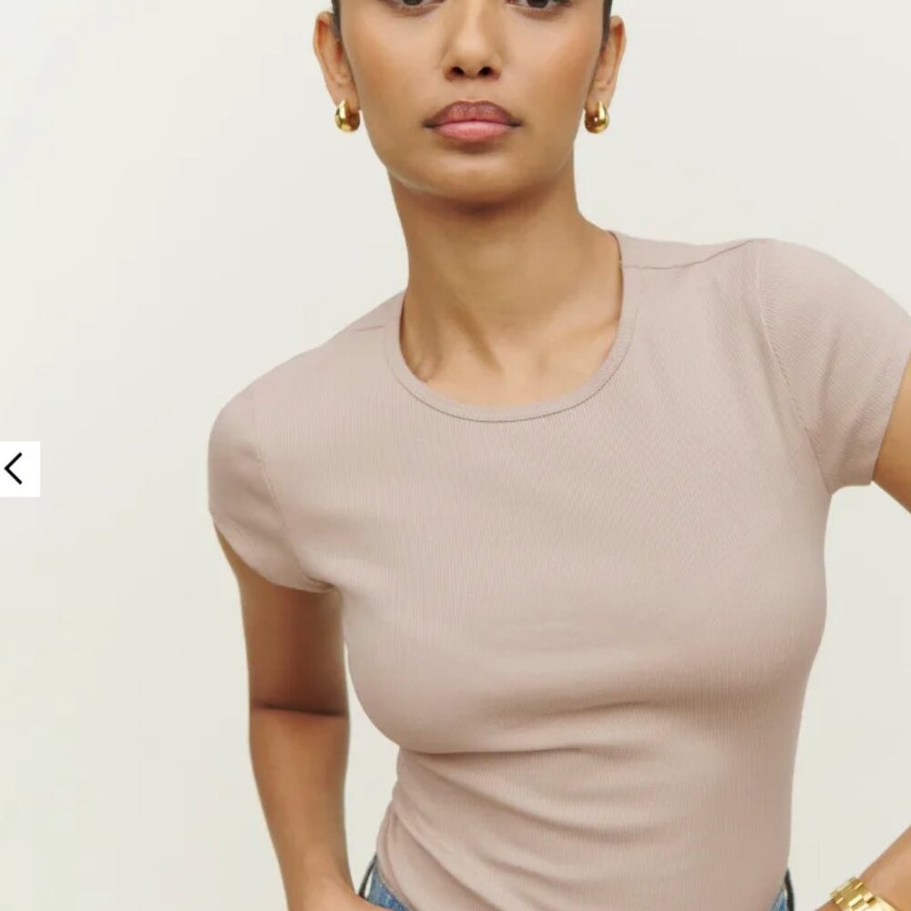 Reformation Hartley Knit Tee, Sand